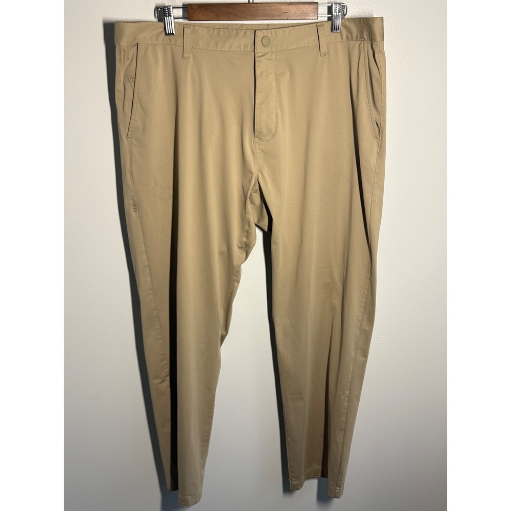 Rhone Commuter Classic Pants Mens 38 Khaki Tan Straight Leg Performance Trousers